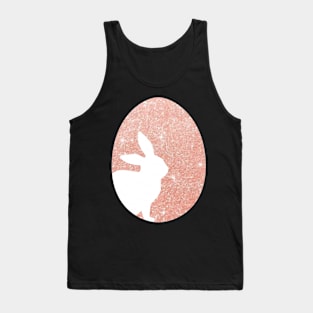 Easter Bunny Silhouette in Rose Gold Faux Glitter Easter Egg Tank Top